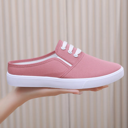 Women's Canvas Slip-On Flat Shoes – Full & Half Slipper Styles