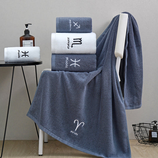 Zodiac Constellation Embroidered Cotton Towel