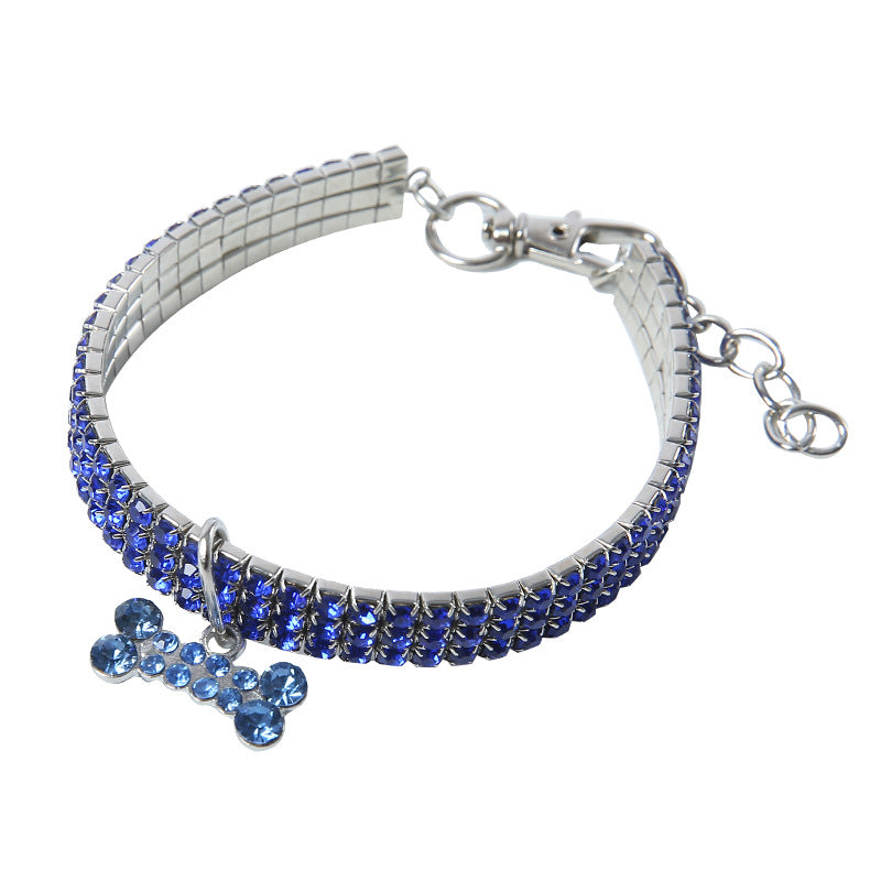 Bling Rhinestone Dog & Cat Collar | Blue, Pink & White