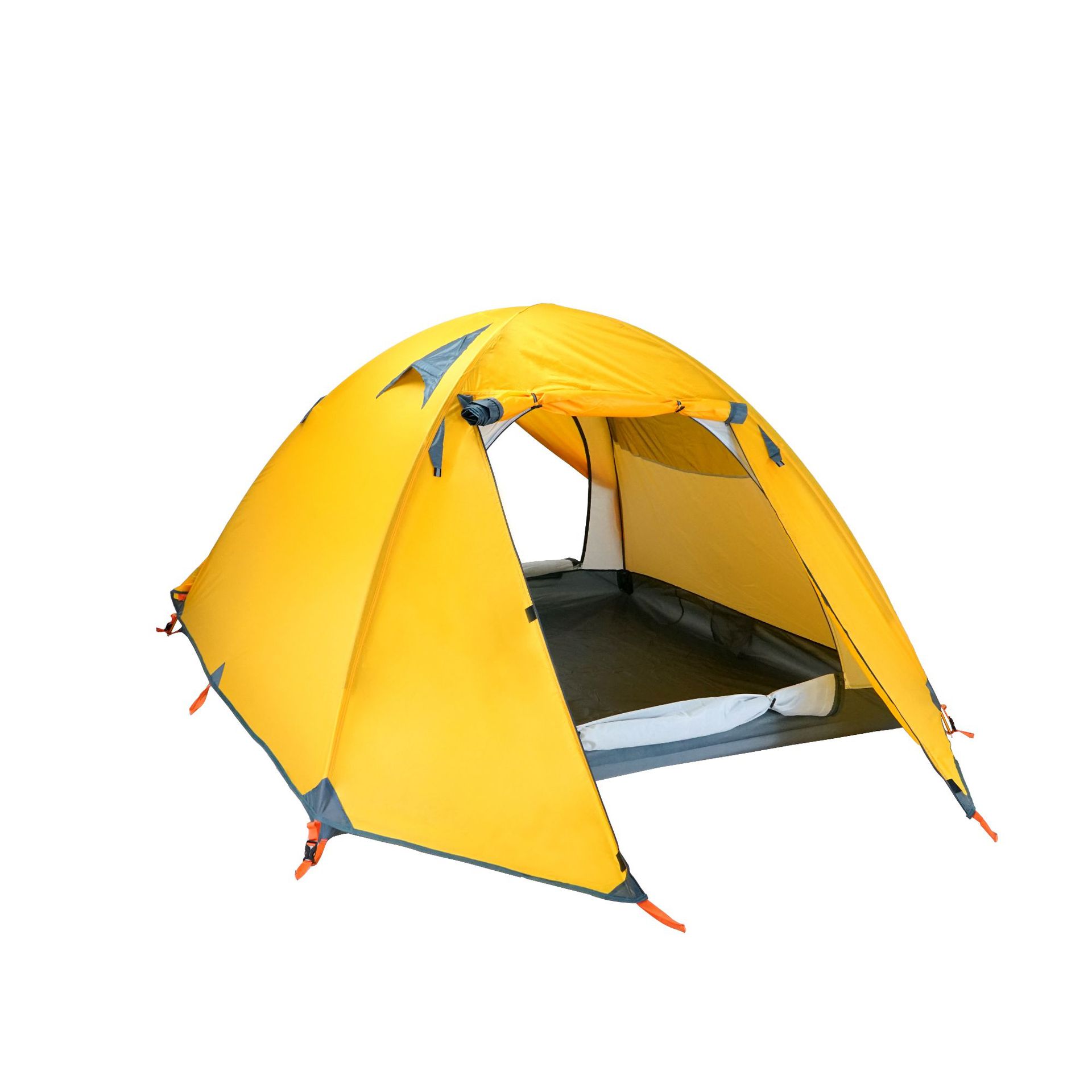 3-4 Person Double-Layer Camping Tent – Aluminium Pole Multi-Door Family Tent Orange, Green & Royal Blue