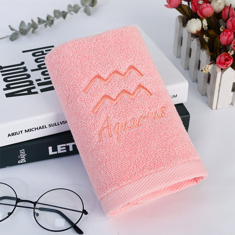 Zodiac Constellation Embroidered Cotton Towel | All 12 Star Signs | 2 Sizes