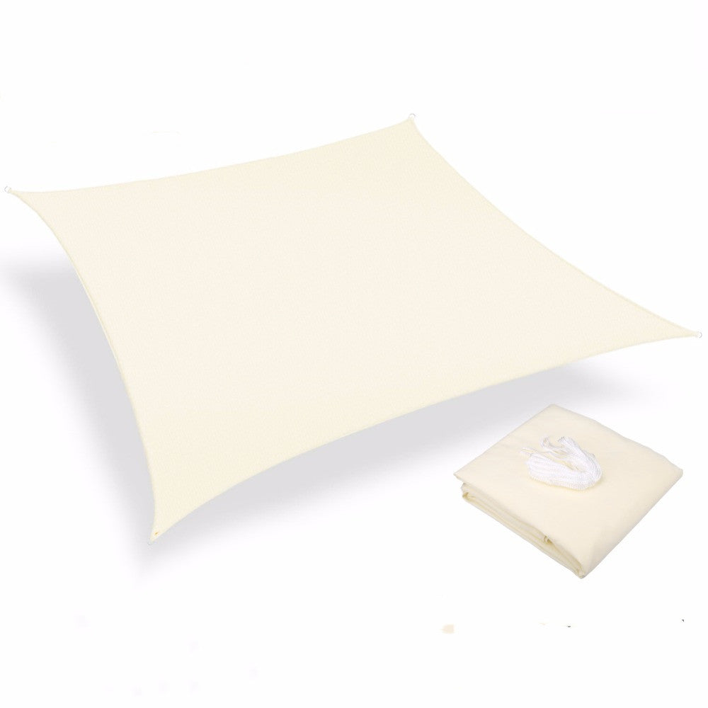 3.6×3.6m UV Shade Sail – 98% UV Block Waterproof Outdoor Sun Canopy Beige White & Yellow