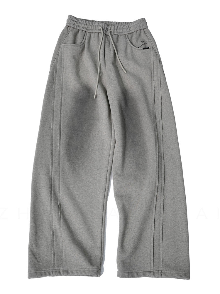 Men's Fleece-Lined Distressed Knit Sweatpants | Straight Leg S-2XL