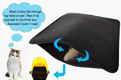 Waterproof Cat Litter Mat – EVA Honeycomb Double Layer | Foldable | Sizes XS–L