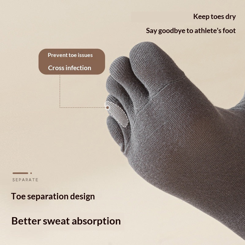 Men's Five-Toe Cotton Socks – Antibacterial Sweat-Absorbent Mid-Calf Toe Socks 7 Colours