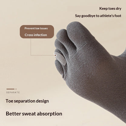 Men's Five-Toe Cotton Socks – Antibacterial Sweat-Absorbent Mid-Calf Toe Socks 7 Colours