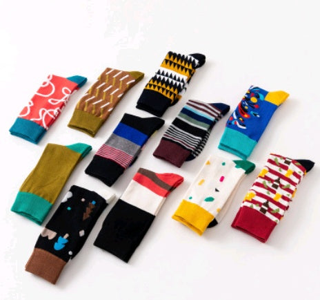 Men’s Novelty Jacquard Cotton Socks 10 Patterns Fireworks Christmas Tree