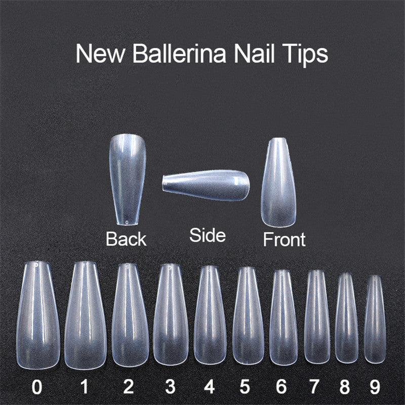 500-Piece Ballet False Nails – ABS Coffin Tips | Clear & Natural
