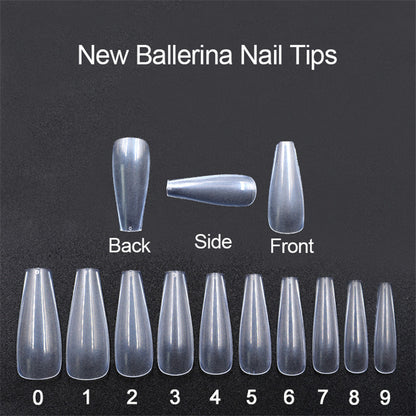 500-Piece Ballet False Nails – ABS Coffin Tips | Clear & Natural
