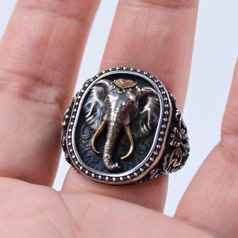 Unisex Copper Ganesh Elephant Ring – Retro Adjustable Spiritual Band