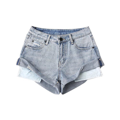 Low Waist One Button Casual Denim Shorts