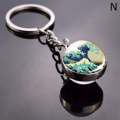 Double-Sided Glass Ball Keyring | Nature & Animal Designs