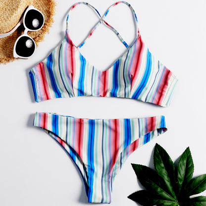 Women's Strappy Swimsuit | Solid Colour Nylon Swimwear with Chest Pad