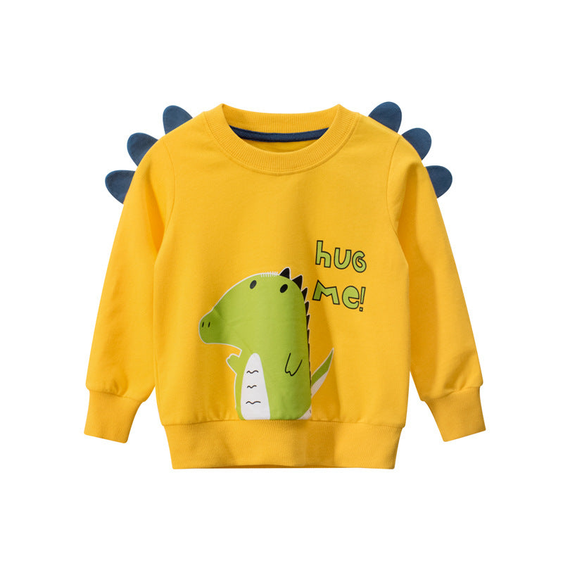Children's Cartoon Print Cotton Pullover Sweatshirt | Yellow Kids Top