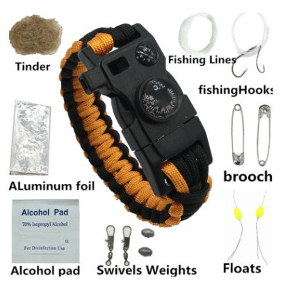 Paracord Survival Bracelet – 7-Core 220kg SOS Emergency Bracelet Red, Yellow, Green & Camouflage