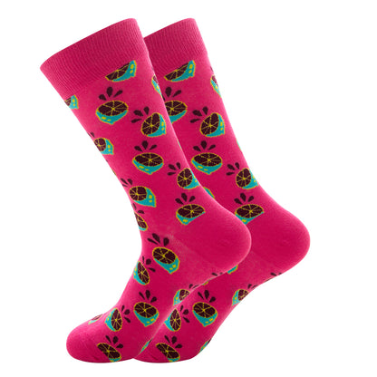 Men's Novelty Fruit Print Crew Socks | Soft Cotton