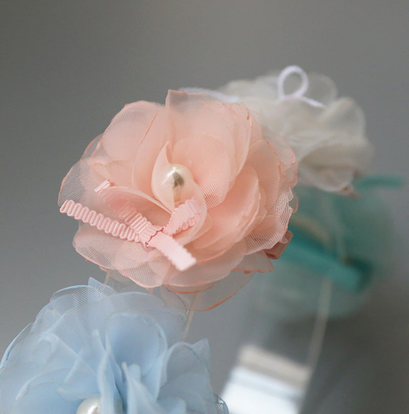 Floral Cloth Hairclip | Pink & White | Girls & Women's Hair Accessories