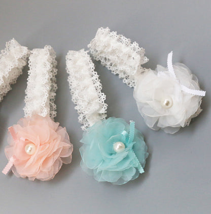Floral Cloth Hairclip | Pink & White | Girls & Women's Hair Accessories