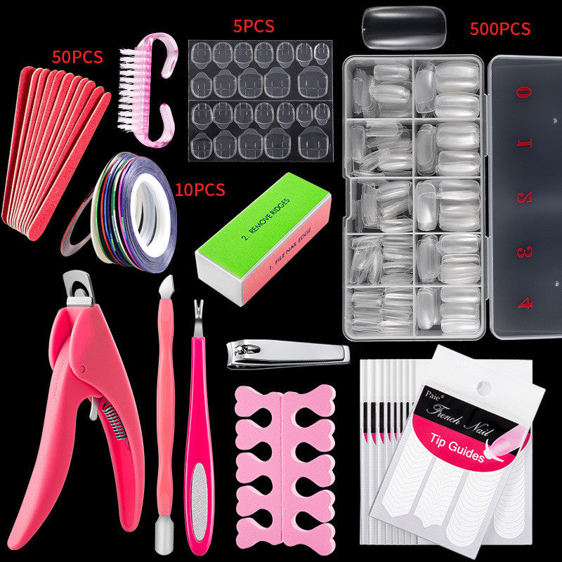 500-Piece Press-On Acrylic Nail Set – French & Full Cover