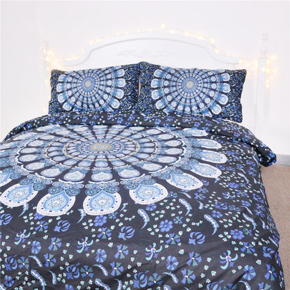 Blue Peacock Print Duvet Cover Set | Twin Full Queen King