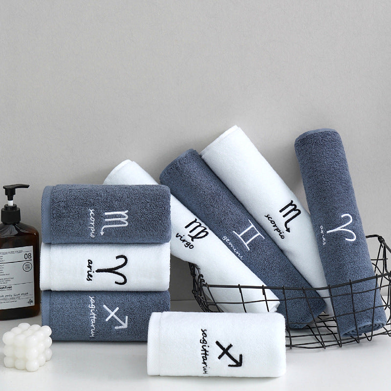 Zodiac Constellation Embroidered Cotton Towel