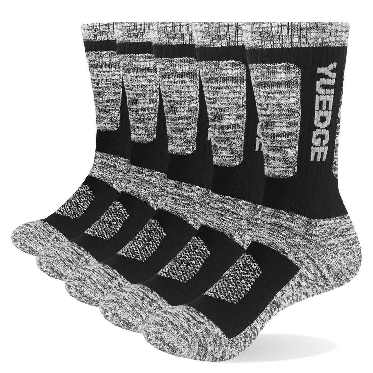 Men's Combed Cotton Sports Socks 5-Pair Pack – Breathable Thick Outdoor Socks