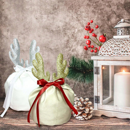 Christmas Velvet Drawstring Gift Pouches | Pack of 5