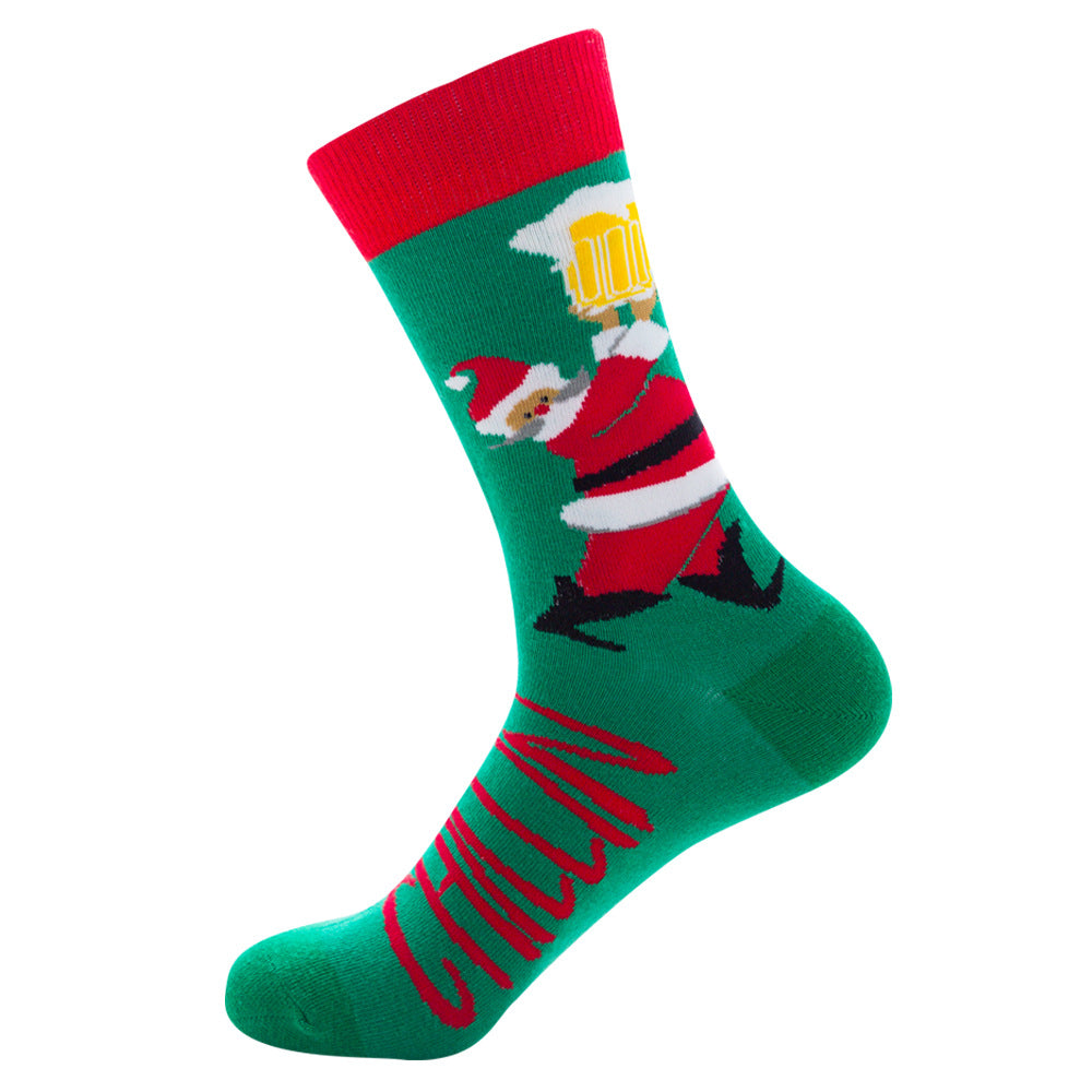 Men’s Novelty Jacquard Cotton Mid-Tube Socks 26 Designs Santa Moose EU 39-46