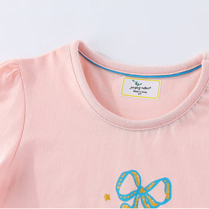 Girls' Cotton Cartoon Crewneck Short-Sleeve T-Shirt