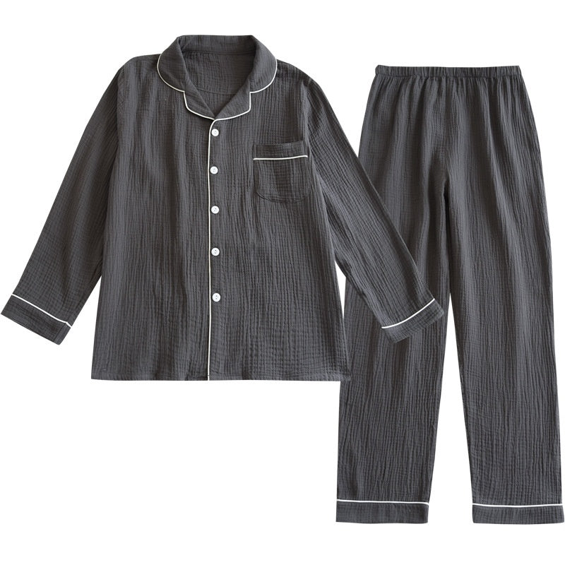 Men's Double-Layer Gauze Cotton Pyjama Set | Japanese Style Loungewear