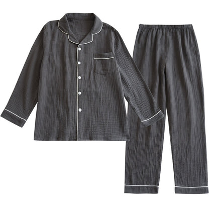 Men's Double-Layer Gauze Cotton Pyjama Set | Japanese Style Loungewear