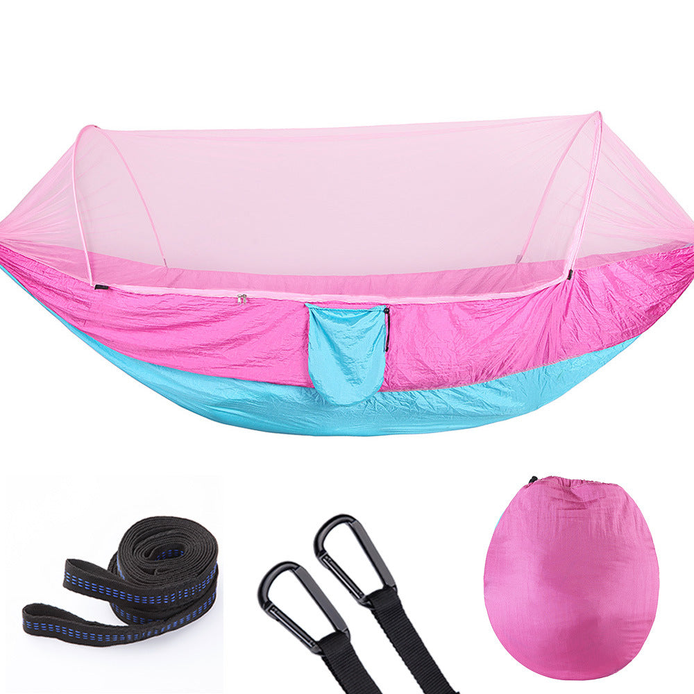 Pop-Up Camping Hammock with Integrated Mosquito Net – 210T Nylon 250x120cm & 290x140cm 9 Colours