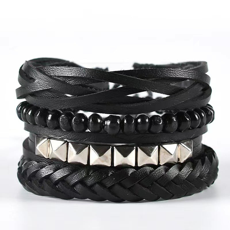 Men's Vintage Leather Bracelet – Woven & Knitted Styles, 30 Designs