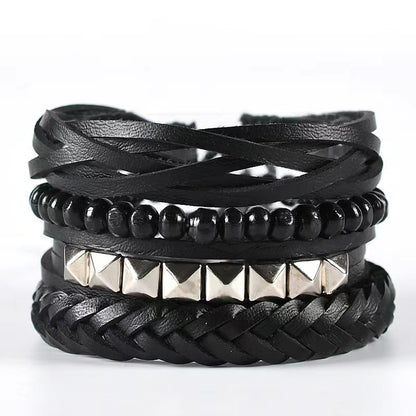 Men's Vintage Leather Bracelet – Woven & Knitted Styles, 30 Designs