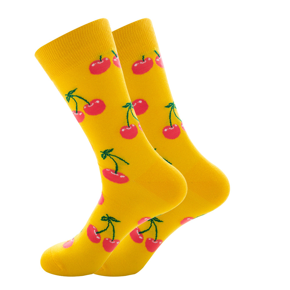 Men's Novelty Fruit Print Crew Socks | Soft Cotton