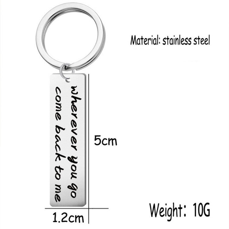 Stainless Steel Letter Keychain | Polished Initial Pendant Charm