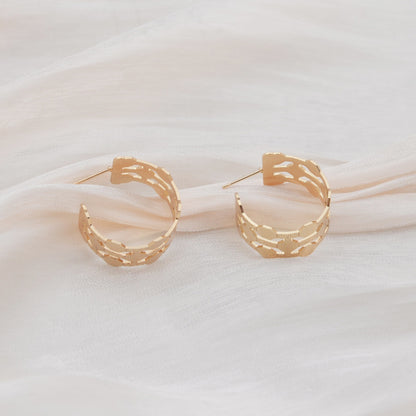 Dainty Hollow-Out Circular Earrings | Geometric Alloy Earrings for Women
