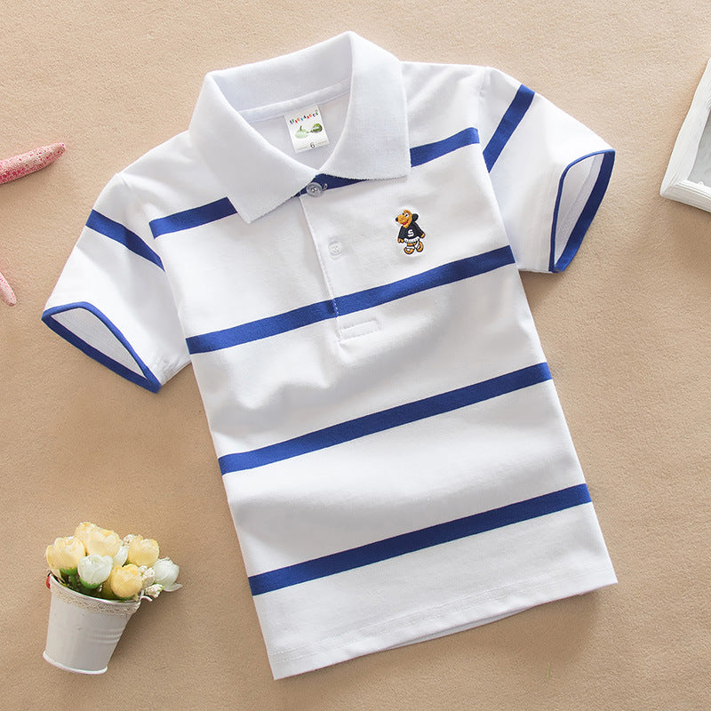 Children's Short Sleeve Striped Cotton Polo T-Shirt | 8 Colours | Ages 2-13