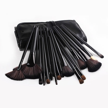 24-Piece Makeup Brush Set with PU Leather Carry Bag