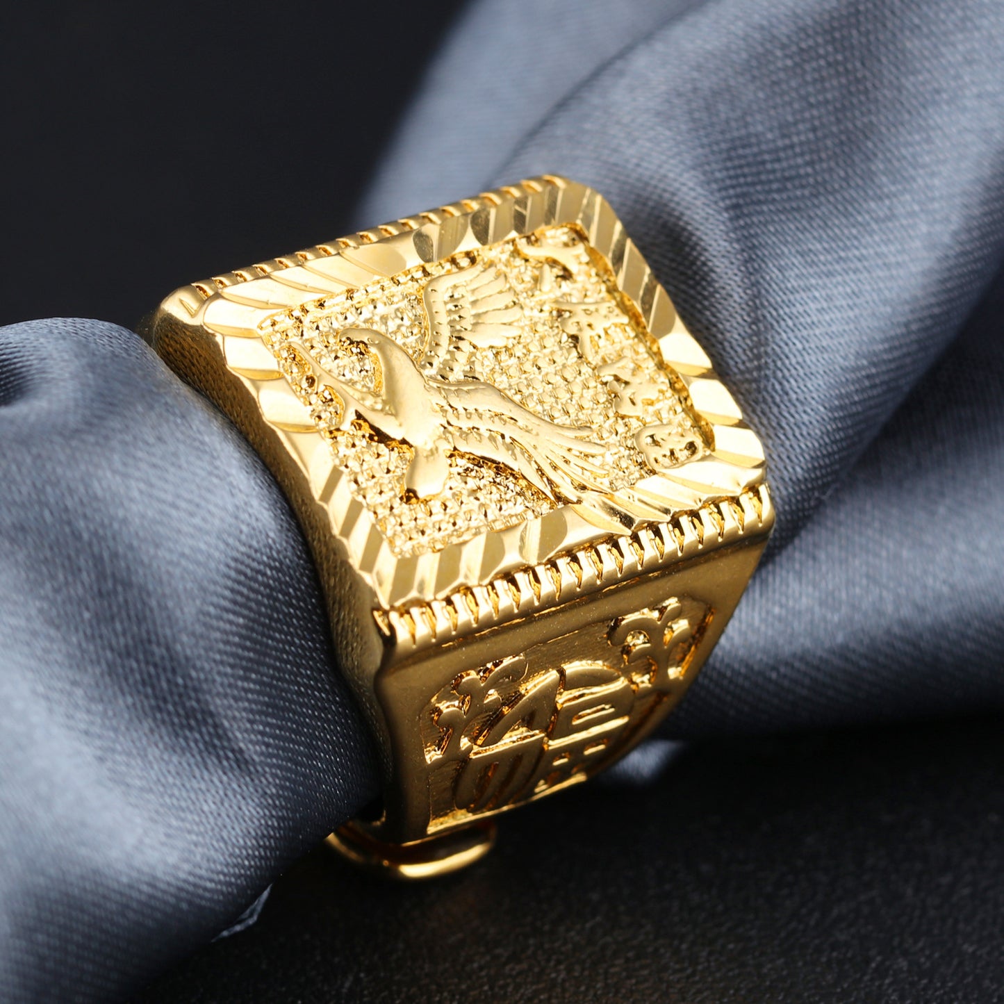 Gold Geometric Sailboat Ring | Adjustable Copper Band