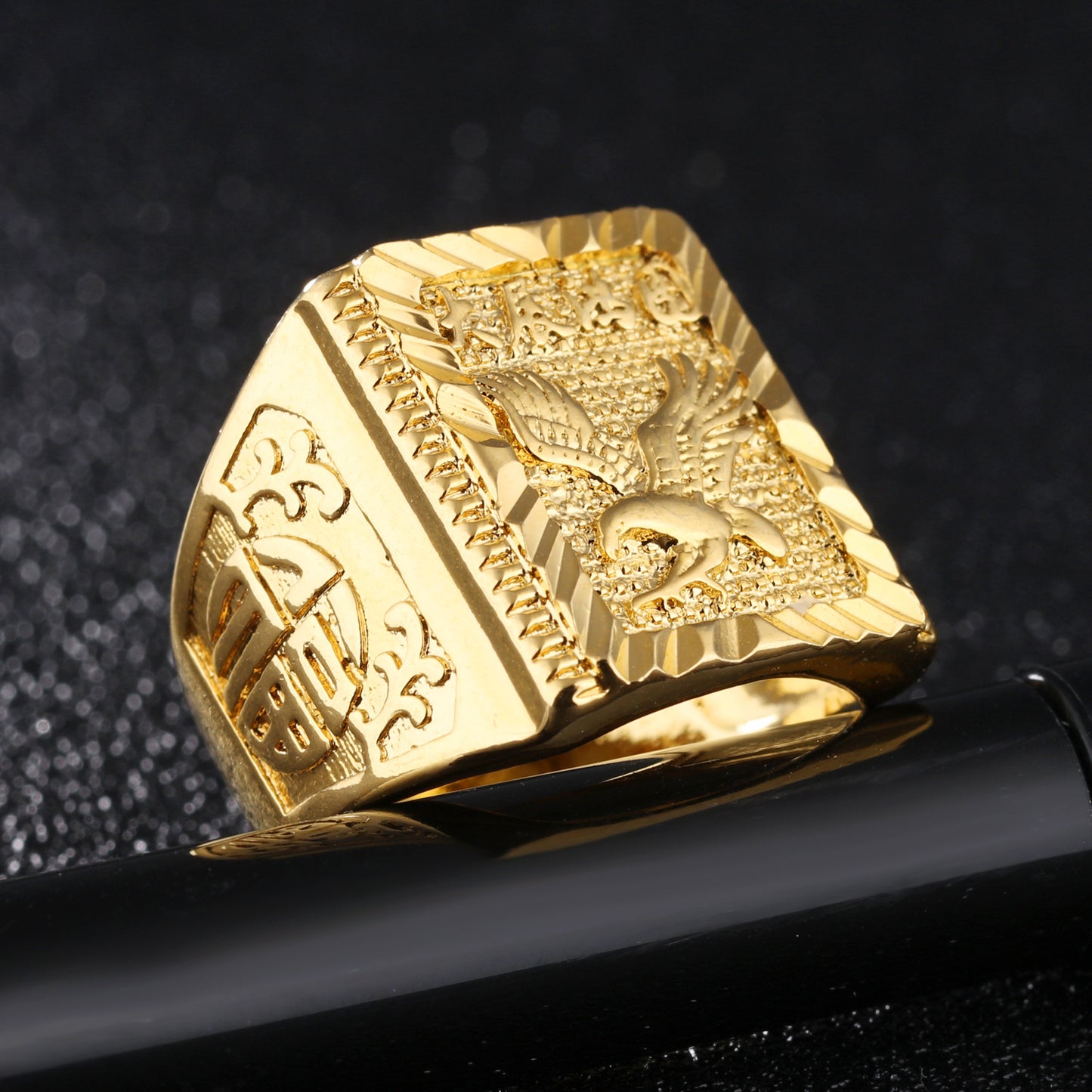 Gold Geometric Sailboat Ring | Adjustable Copper Band