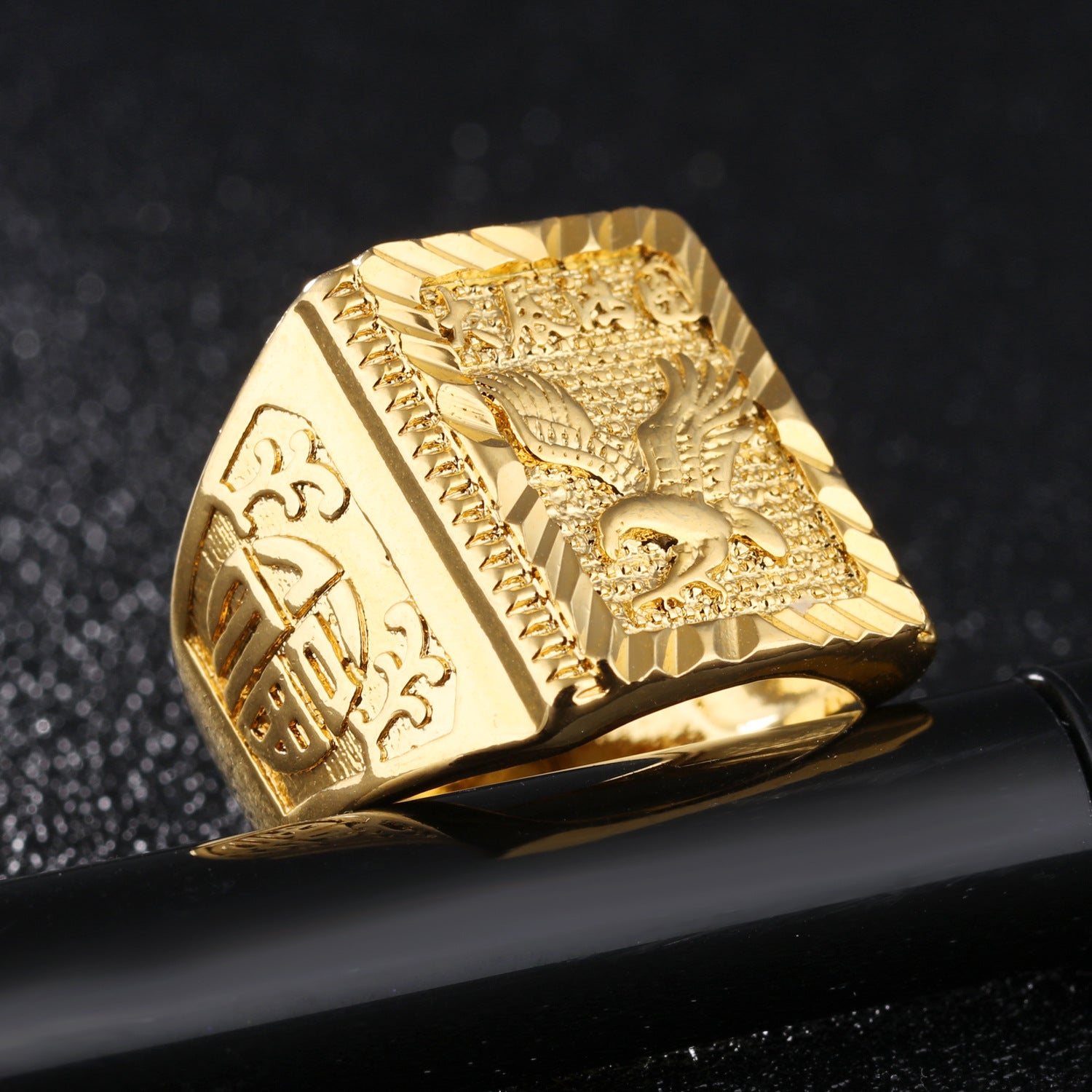 Gold Geometric Sailboat Ring | Adjustable Copper Band