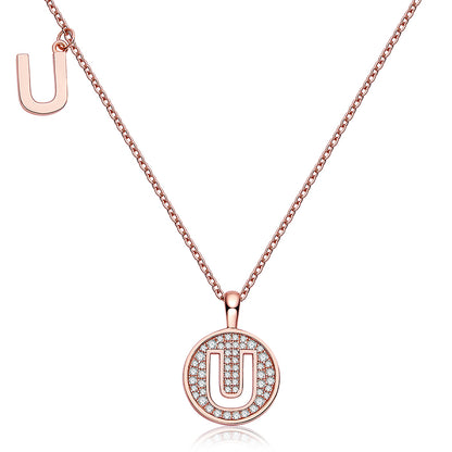 Moissanite Letter U Necklace | Platinum-Plated S925 Silver | GRA Certified