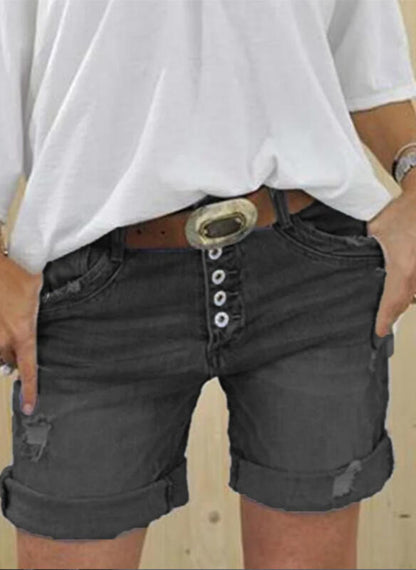 High-Waisted Denim Shorts for Women - Casual Street Style