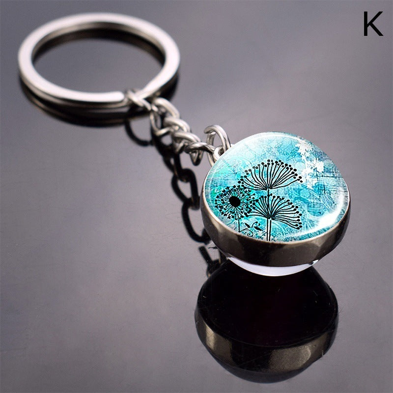 Double-Sided Glass Ball Keyring | Nature & Animal Designs