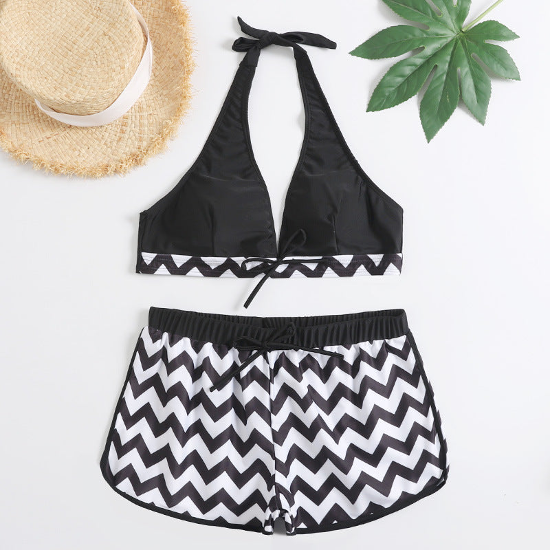 Women's Zigzag Print Two-Piece Bikini Set | Top & Shorts S–XL