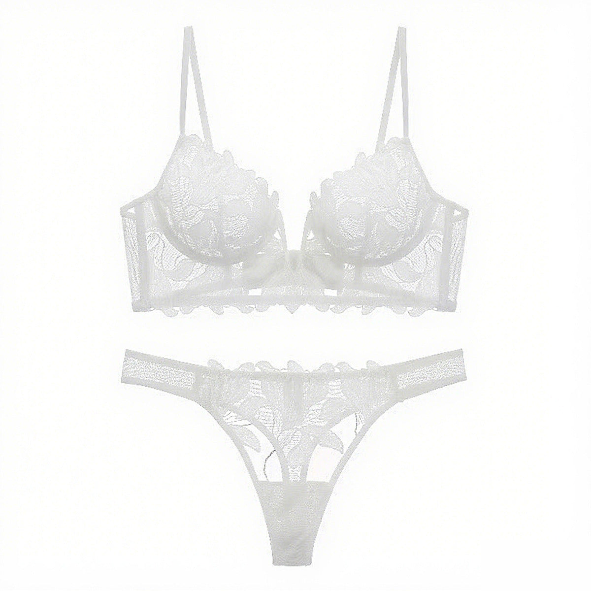 Women's Deep V Lace Lingerie Set | Push-Up Bra & Knicker Set