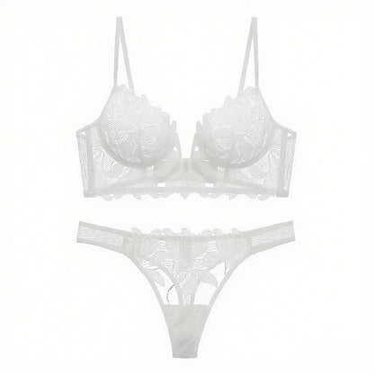 Women's Deep V Lace Lingerie Set | Push-Up Bra & Knicker Set