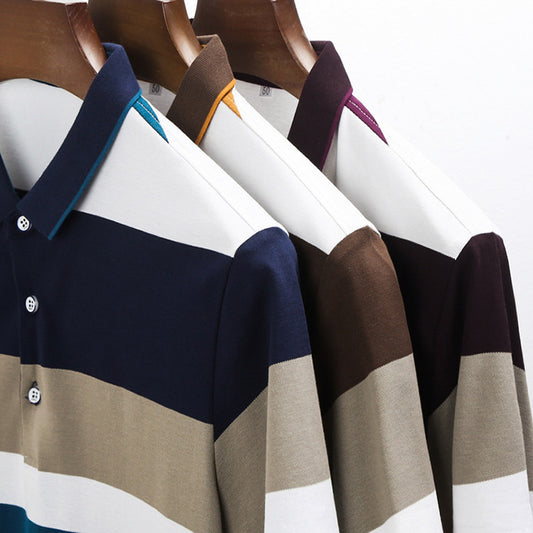 Men's Striped Lapel Long Sleeve Top | Loose Fit Urban Casual