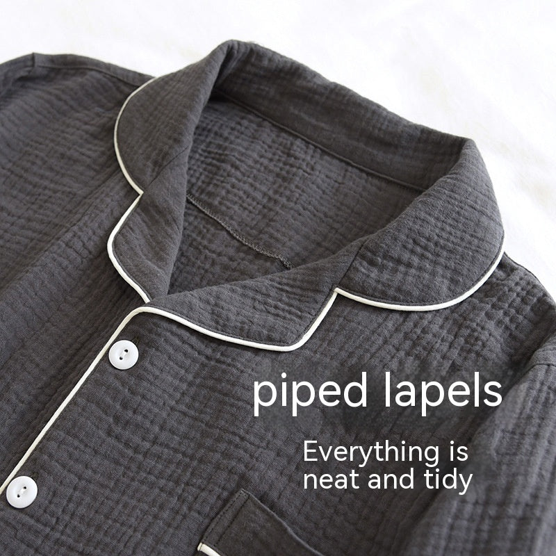 Men's Double-Layer Gauze Cotton Pyjama Set | Japanese Style Loungewear